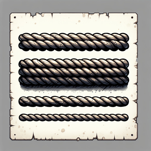 a dirty and eerie 2d horizontal rope.
Single Game Texture. In-Game asset. 2d. Blank background. High contrast. No shadows.