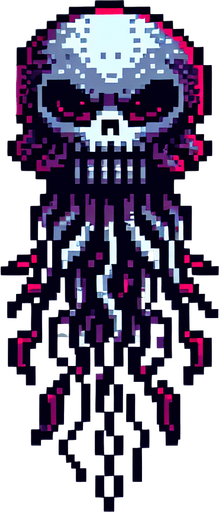 2d 16 bit image  classic image evil
 jellyfish.
Single Game Texture.  In-Game asset.  2d.  Blank background.  High contrast.  No shadows