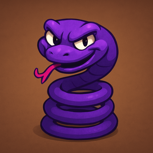 es una serpiente de color morado con forma de resorte y con cara traviesa.
In-Game asset