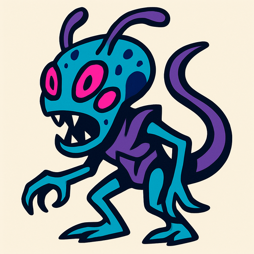 alien creature drawing.
In-Game asset.  2d.  High contrast.  No shadows