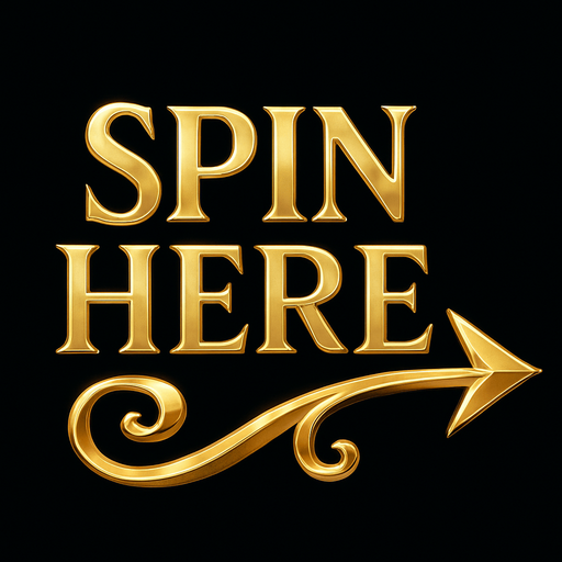 Crea un asset visual para una indicación de acción que diga 'Spin Here' con una flecha decorativa señalando a la derecha.

Objetivo: Guiar al usuario a un botón de giro o a una zona interactiva, con un toque de lujo y dinamismo.

Diseño:

Texto: La frase 'Spin Here' en una tipografía de casino elegante, clara y legible. El texto debe ser prominente.

Color del Texto: Dorado brillante o plateado pulido, con reflejos sutiles.

Flecha: Una flecha que apunte claramente hacia la derecha.

Estilo de la Flecha: Debe tener un diseño ligeramente 'enredado' o 'enrollado', como si fuera una cinta de oro o un elemento de filigrana que se desenrolla para formar la flecha. No debe ser una flecha simple y recta.

Color de la Flecha: Dorado brillante o plateado pulido, a juego con el texto.

Efectos: Sutiles brillos y sombras para darle volumen y un aspecto metálico.

Composición: El texto 'Spin Here' y la flecha deben estar visualmente conectados, formando un solo asset cohesivo. La flecha puede sali.
In-Game asset.  2d.  High contrast.  No shadows