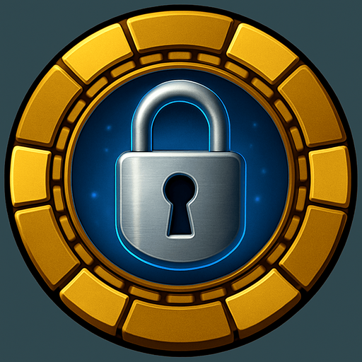 Change the image of the shield into the center to a steel padlock with a keyhole on it.