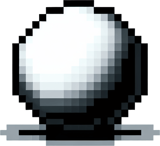 8 bit ball. black and white. Single Game Texture. In-Game asset. 2d. Blank background. High contrast. No shadows.