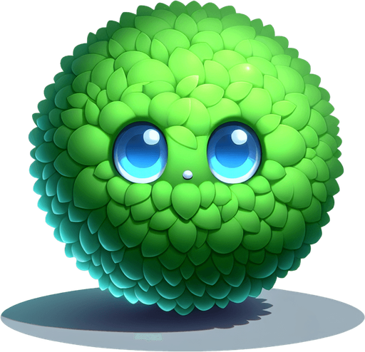 uma bola verde, com olhos azuiis fofos
, fundo png.
Single Game Texture. In-Game asset. 3d. Blank background. High contrast. No shadows.