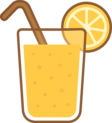 Lemonade glass. No background. Transparent background. Blank background. No shadows. 2d. In-Game asset. flat