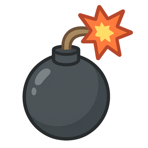 bomba
. No background. Transparent background. Blank background. No shadows. 2d. In-Game asset. flat