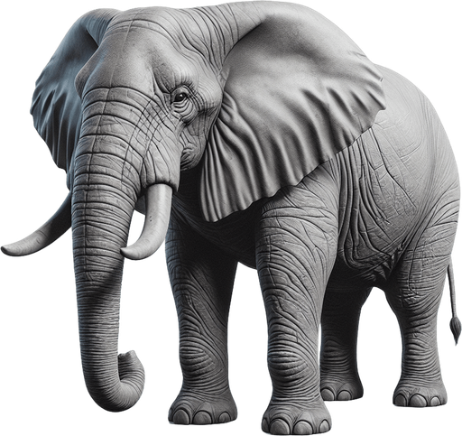 generate a elephant.
Single Game Texture.  In-Game asset.  2d.  Blank background.  High contrast.  No shadows