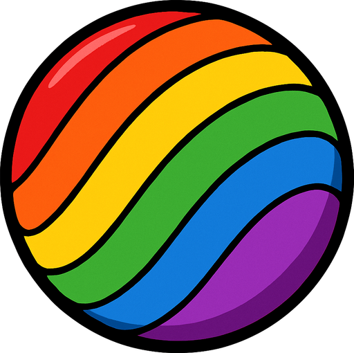 Rainbow ball.
In-Game asset.  2d.  High contrast.  No shadows