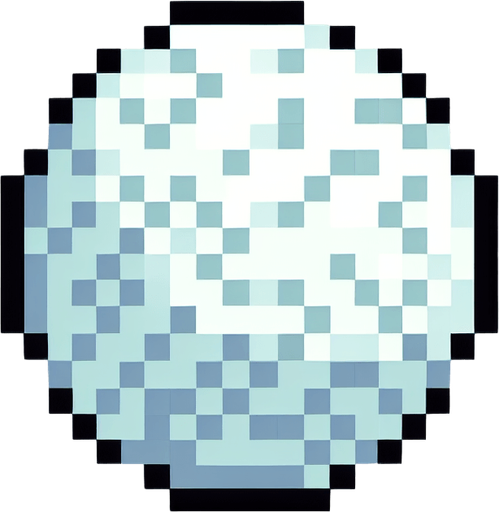 snowball. Single Game Texture. In-Game asset. 2d. Blank background. High contrast. No shadows. pixelated. 8 bit