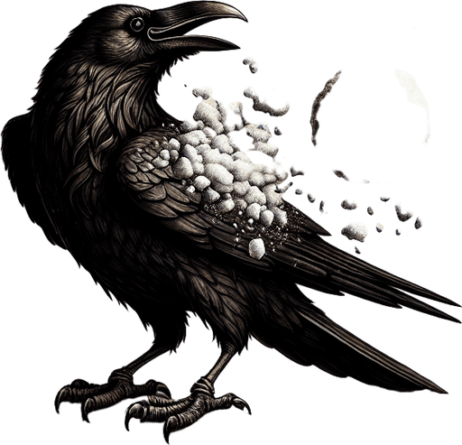 a pergament with a raven hit by a snowball on the top. At the bottom is the text: "Ravens may be naughty to deserve a snowball, but you should know, Ravens never forget!"