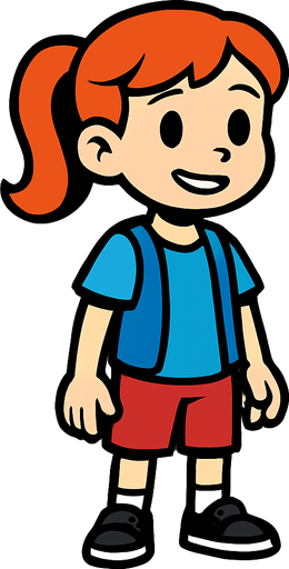 Petite fille de 10 ans.
In-Game asset.  2d.  High contrast.  No shadows