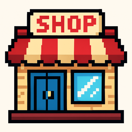 Shop 2 d pixel.
In-Game asset.  2d.  High contrast.  No shadows
