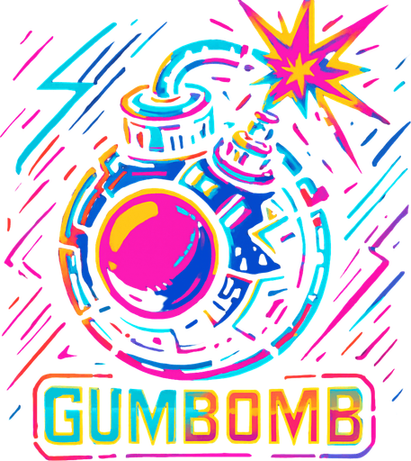 GumBomb assets. cyberpunk + abstract style. HD colors.
In-Game asset.  2d.  High contrast.  No shadows