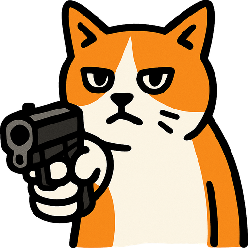 meme silah uzatan kedi.
In-Game asset.  2d.  High contrast.  No shadows