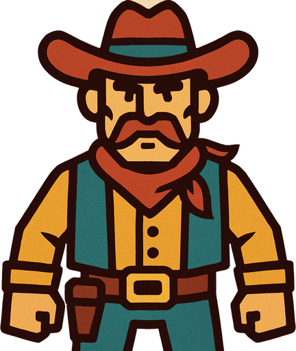 Cowboy.
In-Game asset.  2d.  High contrast.  No shadows