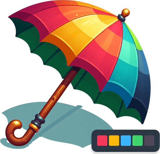 Umbrella.
Single Game Texture.  In-Game asset.  2d.  Blank background.  No shadows