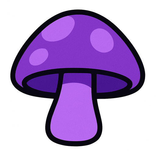 Purple mushroom.
In-Game asset.  2d.  High contrast.  No shadows. Very simple