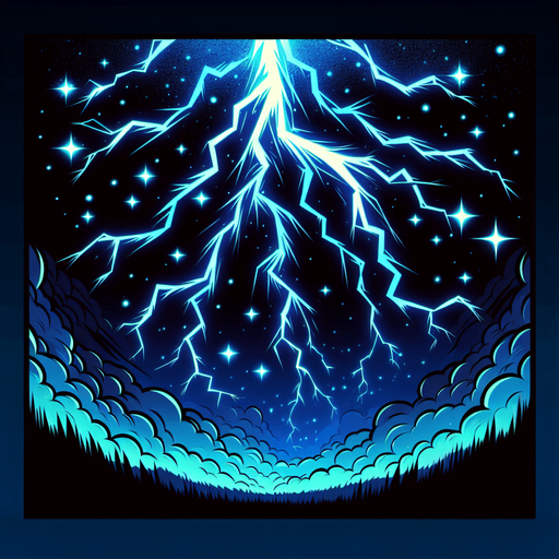 blue electricity in the sky cartoon, 2d