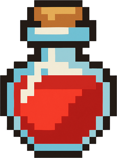 2d pixel art red heal pot bottle.
In-Game asset.  2d.  High contrast.  No shadows