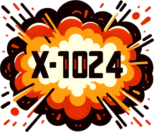 爆炸，里面有“X1024”的字样,暖色调.
Single Game Texture. In-Game asset. 2d. Blank background. High contrast. No shadows.
