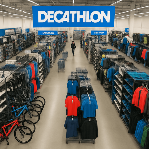 this is a bird's eye view of the inside of the decathlon store