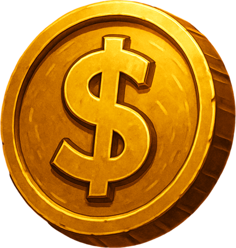 I want a golden coin.
In-Game asset.  High contrast