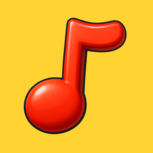 red musical note.
In-Game asset.  3d.  High contrast.  No shadows