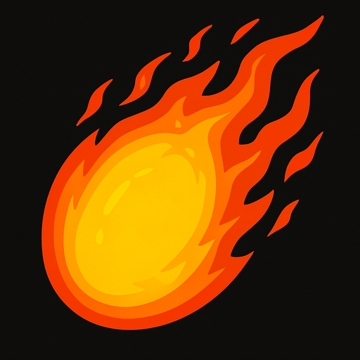 oval fire ball.
In-Game asset.  2d.  High contrast.  No shadows