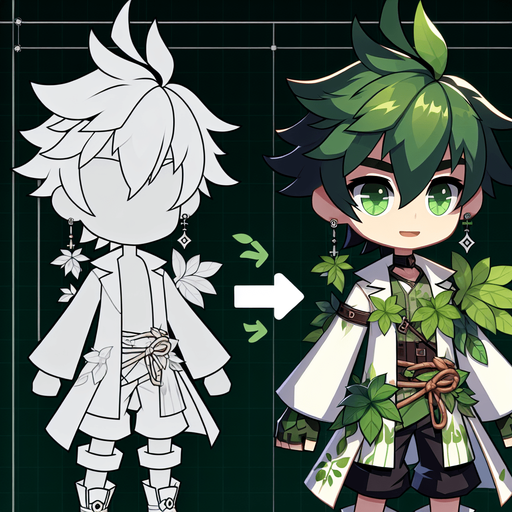 Anime eco hero.
Single Game Texture.  In-Game asset.  2d.  Blank background.  High contrast.  No shadows