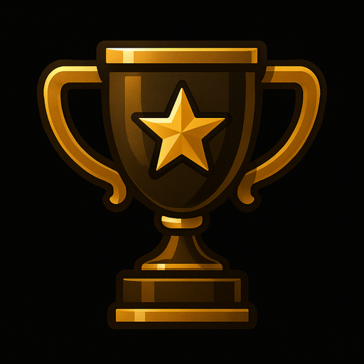 Copa de logros elegante en colores dorados oscuros y brillantes.
In-Game asset.  2d.  High contrast.  No shadows