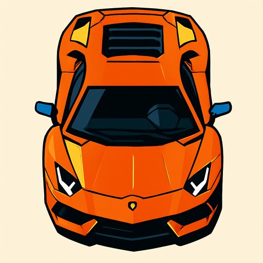 Kuş bakışı Lamborghini.
In-Game asset.  2d.  High contrast.  No shadows