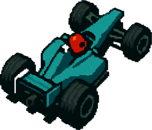 Formula1 car, seen from behind diagonal

Top-down, gta2, Single Game Texture. In-Game asset. 2d. Blank background. High contrast. No shadows.isometric

there is red helmet driver in the cockpit