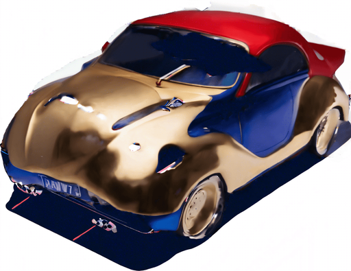 in red and blue colour with gold tyre