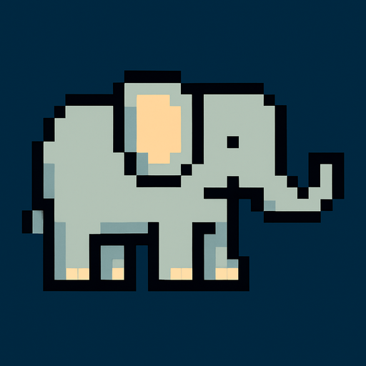 Elephant 8 bit.
In-Game asset.  2d.  High contrast.  No shadows
