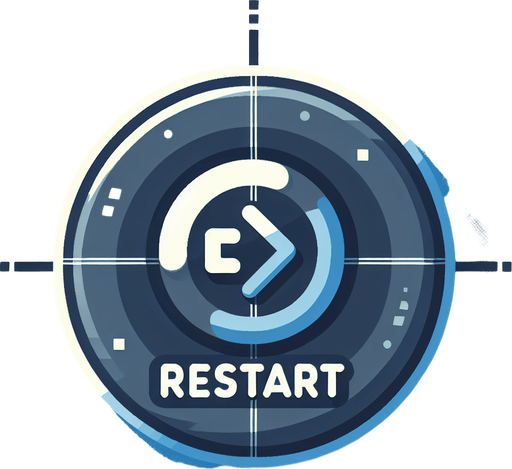 A restart button Single Game Texture. In-Game asset. 2d. Blank background. High contrast. No shadows.
