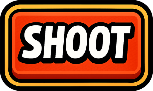 Button with says shoot.
In-Game asset.  2d.  High contrast.  No shadows