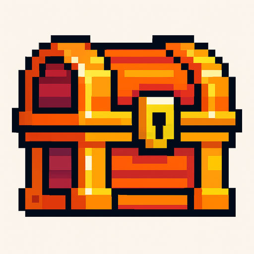 cofre de pixeles.
In-Game asset.  2d.  High contrast.  No shadows
