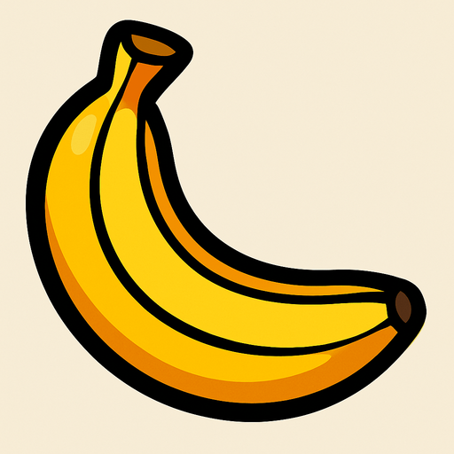 fruit_banana.
In-Game asset.  2d.  High contrast.  No shadows