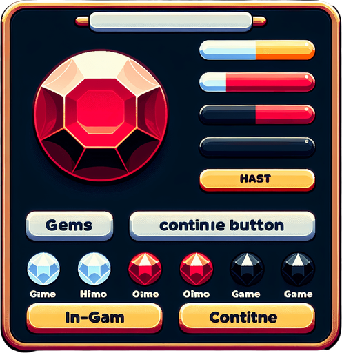 Continue_button_spending_gems.
Single Game Texture. In-Game asset. 2d. Blank background. High contrast. No shadows.