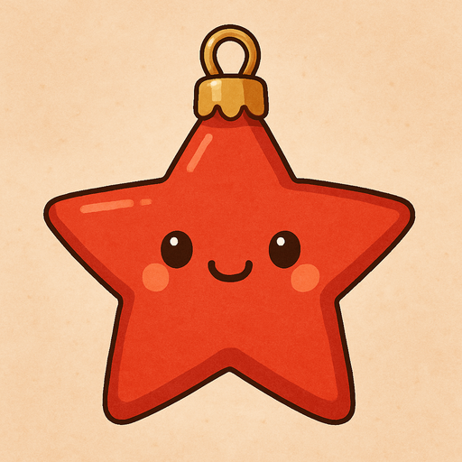 Perfectly star red Christmas decoration. Cartoon. Cute art style
