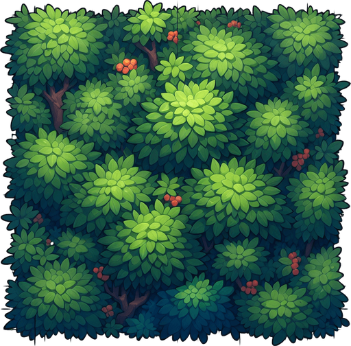 bushes.
Single Game Texture. In-Game asset. 2d. Blank background. High contrast. No shadows.