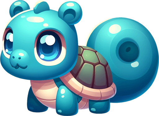 squirtle.
Single Game Texture. In-Game asset. 2d. Blank background. High contrast. No shadows.