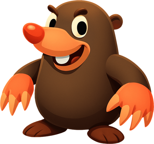 3d köstebek.
In-Game asset.  2d.  High contrast.  No shadows