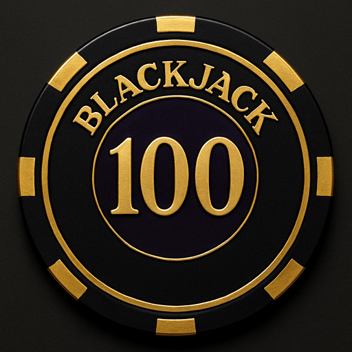 "Crea un asset para una ficha de casino de $100 para Blackjack.
Color Principal: Negro obsidiana o un púrpura real profundo.
Borde/Detalles: Dos o tres franjas finas en un color que contraste fuertemente, como dorado brillante o blanco.
Valor: El número '100' grande y claro en el centro, en dorado o blanco, con una tipografía de casino.
Estilo: Lujoso, premium, coherente con 'La Tentación Dorada'. Esta debe ser la más impresionante visualmente.".
In-Game asset.  2d.  High contrast.  No shadows que el texto blackjack se encuentre arriba