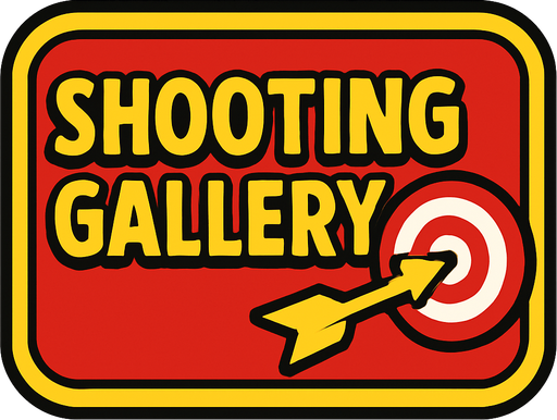 Shooting gallery button.
In-Game asset.  2d.  High contrast.  No shadows
