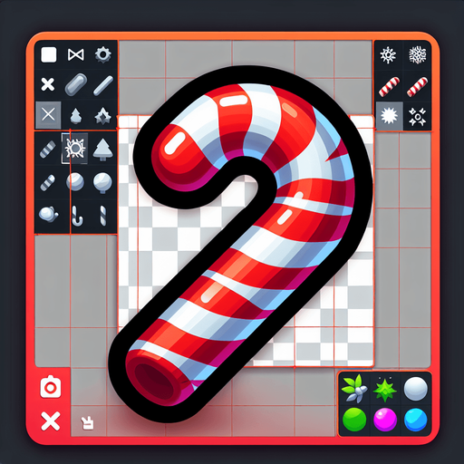 A candy cane. Single Game Texture. In-Game asset. 2d. Blank background. High contrast. No shadows.