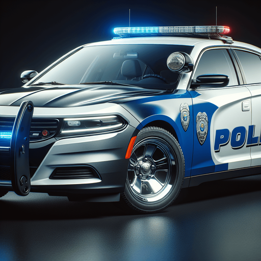 Photorealistic police car. profile view.