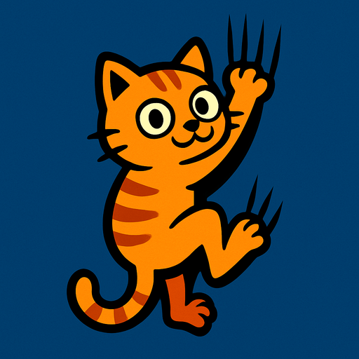 climing cat.
In-Game asset.  2d.  High contrast.  No shadows