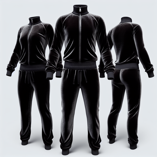 Velour jumpsuit.
Single Game Texture.  In-Game asset.  2d.  Blank background.  High contrast.  No shadows