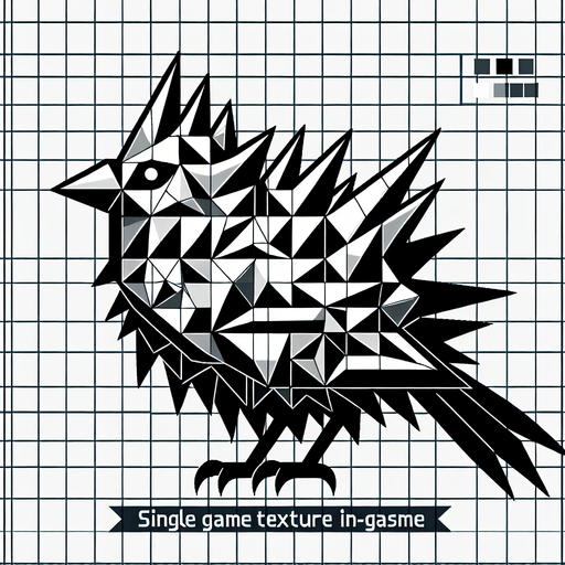 A bird with pointy stuff on it.
Single Game Texture.  In-Game asset.  2d.  Blank background.  High contrast.  No shadows
